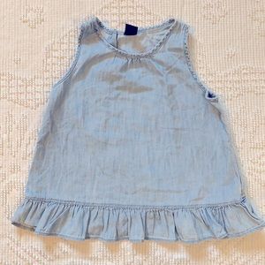 EUC Gap Girls Denim Ruffle Tulip back top